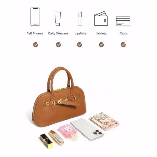 Image of Womens Leather Satchel Handbag, Top Handle Crossbody Purse | Genuine Leather, Structured Satchel, Small or Large, Top Handle, Crossbody Strap, Daily Carry, Work Travel