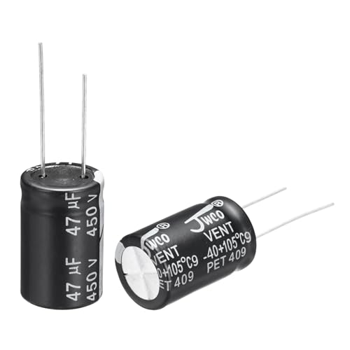 sourcing map 47uF 450V 16x25mm Electrolytic Capacitor, Radial Leads Aluminum Capacitors for TV, LCD Monitor, VCD, 10Pcs