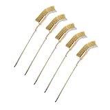 Beavorty Elbow Copper Wire Brush Set 5 Pieces Mini Cleaning Brushes for Gaps Crevices Ergonomic Handle for Industrial Use for Home and Workshop