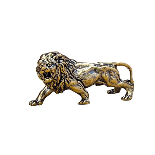 Figurita estatua de león de metal de cobre y latón miniatura