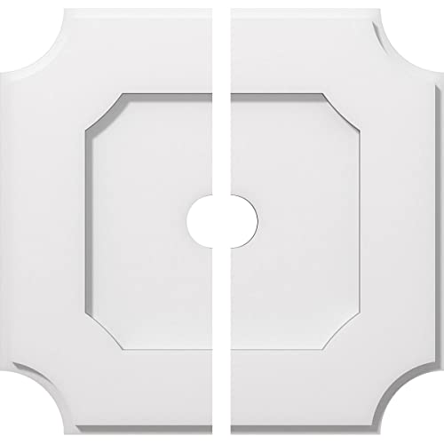 Image of Ekena Millwork CMP16LE2-02000 Locke Architectural Grade PVC Contemporary, Two Piece Urethane Ceiling Medallions 16 inchOD x 2 inchID x 9 1 /2 inchC x 1 inchP