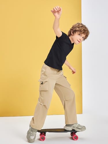 Haloumoning Boys Baggy Cargo Pants Casual Loose Fit Parachute Pant Fashion Harem Joggers with Pockets