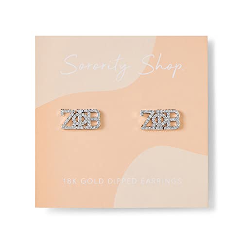 Sorority Shop Zeta Phi Beta Earrings — ZPB White Gold Plated Sorority Gifts Earrings, Long-Lasting Zeta Phi Beta Gifts for Women2