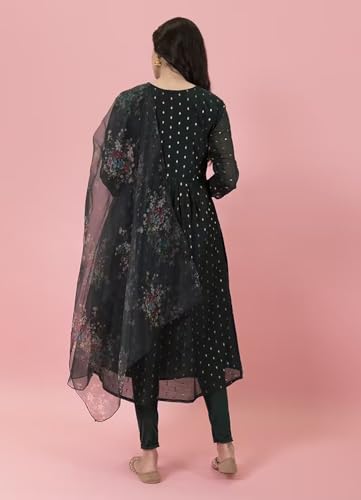 Image of Women's Chanderi Kurta with Legging and Dupatta | Modern & Traditional Blend Ethnic Wear Set | Festive & Casual Summer Kurti with Pants for Party Office & Ethnic Occasions