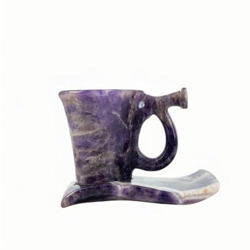 FOPURE Crystal Cup – Amethyst or Rose Quartz for Saucer, Gemstone Drinkware for, Home Décor, and Spiritual Wellness(Amethyst)