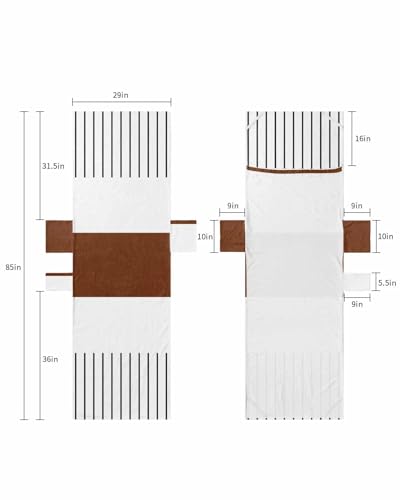 Brown White Beach Lounge Chair Towel Cover, Soft Chaise Lounge Towel with Side Pockets Patio Pool Chairs Cover for Beach/Pool Sunbathing 29x85 Boho Geometric Tribal Stripes Bohemian Modern