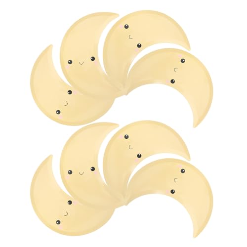 Toyvian Platos de Papel Desechables en Forma de Luna Creciente, Color Amarillo, 8 Unidades, Plato de Postre Festivo para Cumpleaños y Decoraciones de Fiesta Temática Lunar