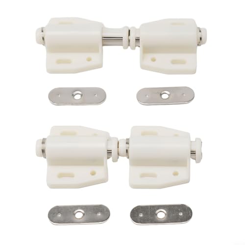 Chiusura magnetica a pressione per apertura a pressione per ante di armadietti, armadi, armadietti, chiusura a pressione singola con piastra di attacco in plastica e ferro, confezione da 4 pezzi, nero