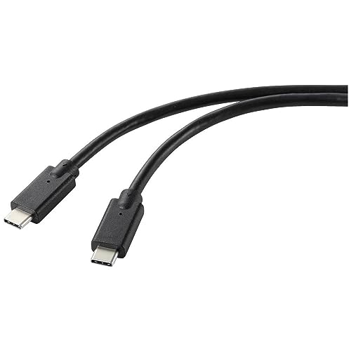 Renkforce USB-C® Stecker 1.00m Schwarz TPE-Mantel RF-5251918, USB 2.0, 1 Stück, Kompatibel mit Laptop, Tablet, Smartphone, Desktop-Computer, Powerbank, Dockingstation, Lade-Adapter