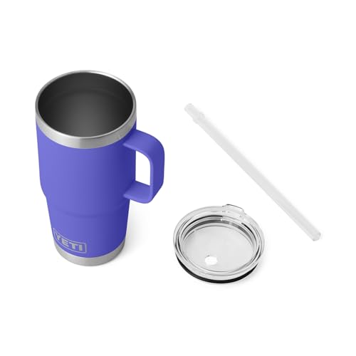 Image of YETI Rambler 25 oz Tumbler with Handle and Straw Lid, Travel Mug Water Tumbler, Vacuum Insulated Cup with Handle, Stainless Steel, Ultramarine Violet
