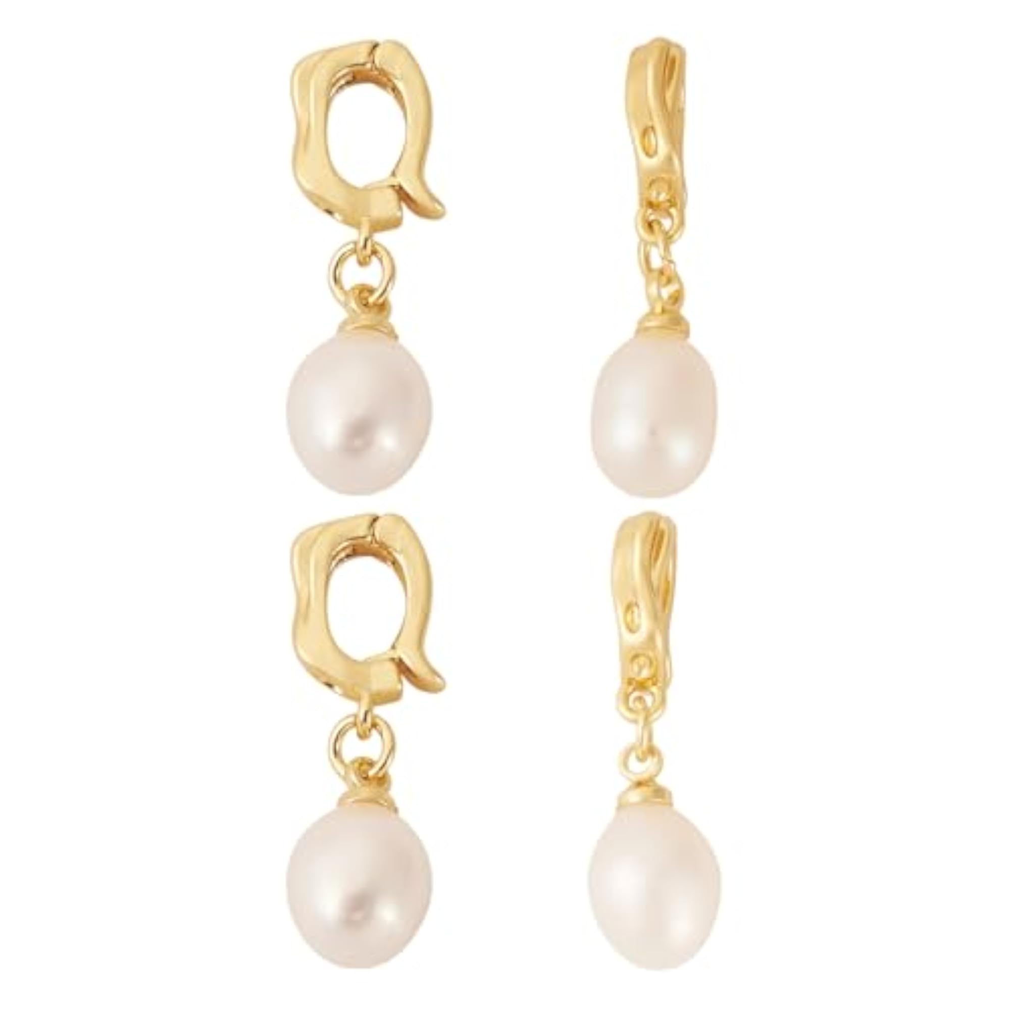 Freshwater Pearl Charms for DIY Crafting, 18k Gold Plated