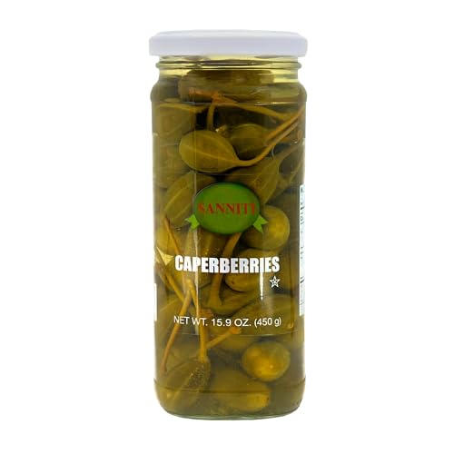 Sanniti Spanish Caperberries (Caper Berries) in Vinegar and Salt Brine - 16 oz