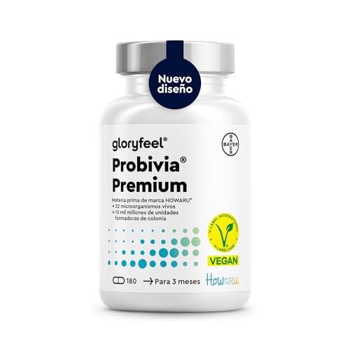 Premium Probióticos y Prebióticos Intestinales - Marca HOWARU® Máxima Calidad - 180 Cápsulas con revestimiento entérico - 22 Cepas (Lactobacillus, Bifidobacterium), 10 mil millones de UFC