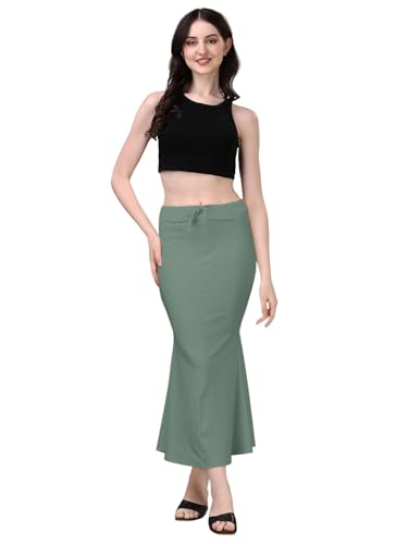 Image of Women's Saree Shapewear Petticoat, Cotton Blend Stretchable Mermaid Skirt, High Waist Tummy Control, Smooth Curve Fit with Adjustable Drawstring