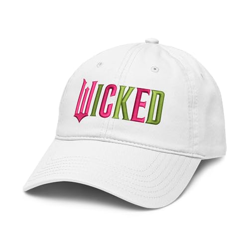 Wicked Elphaba & Glinda Pink & Green Wicked Logo Adjustable Puff Embroidered Baseball Hat