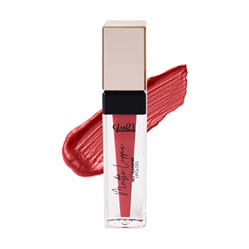 Image of Glam21 Matte Lippie No Transfer Lip Gloss | Lightweight and comfortable| Creamy Matte Formula - 4 gm | Naughty Nude-06
