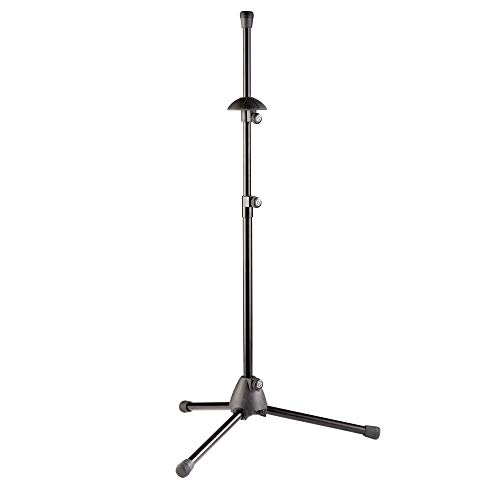 K&M - Konig & Meyer 14985.000.55 Trombone Stand - Industry Standard Fits Trombones and Marching Baritone Horns - Sturdy Folding Leg Base - Professional Grade for all Musicians - German Made - Black
