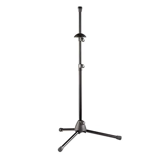 K&M - Konig & Meyer 14985.000.55 Trombone Stand - Industry Standard Fits Trombones and Marching Baritone Horns - Sturdy Folding Leg Base - Professional Grade for all Musicians - German Made - Black