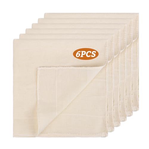 6 Stück Passiertuch, 50x50 cm Käsetuch Wiederverwendbar, Cheesecloth Filtertuch Waschbar Seihtuch aus reiner Baumwolle, Mulltücher für Saft, Käse, Nussmilch