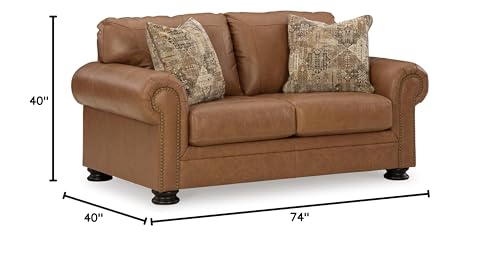 Classic Leather Match Loveseat with Nailhead Trim - Image 4