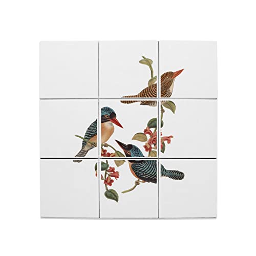 Carreaux céramique oiseaux exotiques créant une ambiance jungle vintage dans votre salon