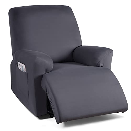TAOCOCO Stretch Recliner Couch Covers 3-Pieces Style Recliner Chair Covers Recliner Cover for Reclining Chair Slipcovers Feature Fitted Soft Washable (1 Seat, Dark Gray)