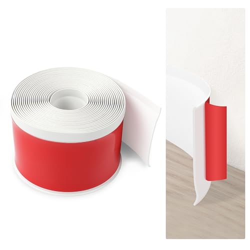 JUNART Zócalo Blando, 600cm×10cm Moldura de Rodapié Ensanchada, Moldura de Pared de Rodapié de PVC Autoadhesiva, que Cubre Grietas y Grietas(Blanco)