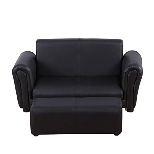 Rtyrytiiu Sofa bed recliner Children's 2-seater Sofa With Footrest - Black Modern Style Bedroom With Sofa Bed Recliner For Living Room Bedroom