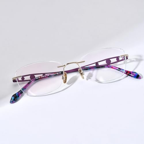 Image of FONEX Titanium Glasses Frame,Rimless Frameless Luxury Diamond Optical Eyeglasses for Women