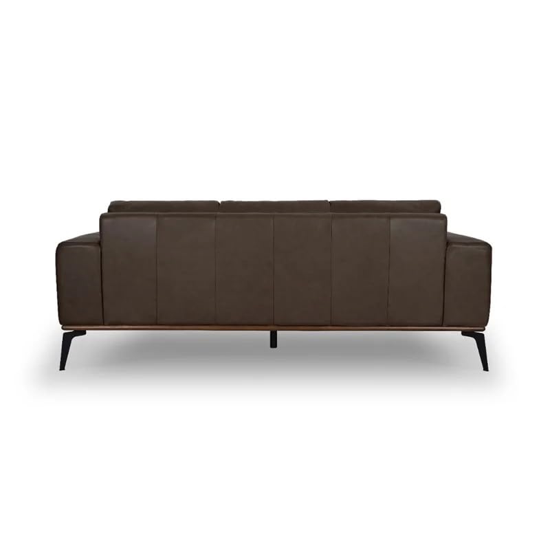 Image of LEGACY OF COMFORT Conley 86'' Leather 3 Seater Sofa Three Seater Lounger for Living Room Offices Hotels (Brown, Three Seater)