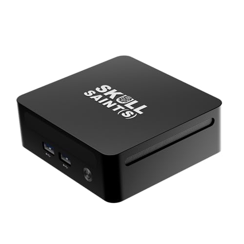 Image of SKULLSAINTS CoreX Mini PC Powered by Ryzen Series, Triple Display Support, Wi-Fi 6E, Bluetooth 5.3, Compact Design, Metal Mini PC (Black, Ryzen 7 4800H, 32+1T)
