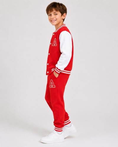 Image of Cakaner Boys Color Block Button Down Shirt and Jogger Pants Button Up Sweatsuits Sets (Size: 5-12T)