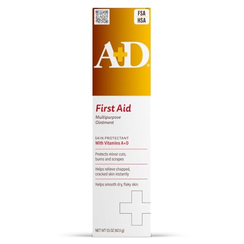 A+D First Aid Healing Ointment - Moisturizing Skin Protectant for Dry Cracked Heels, Elbows, Hands and Lips - Use After Hand Washing, Packaging May Vary, Multicolor – 1.5 oz Tube