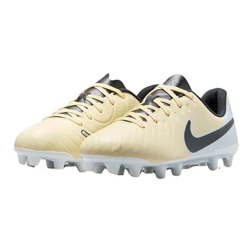 Nike Jr. Tiempo Legend 10 Club Little/Big Kids' Multi-Ground Low-Top Soccer (DV4352-700, Lemonade/Metallic Gold Coin/Black) Size 52
