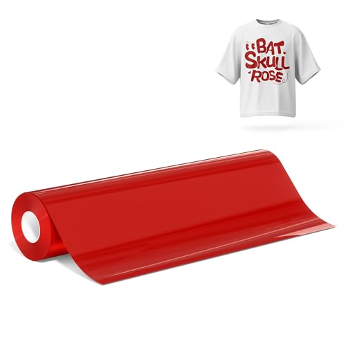 Sileelis Red Iron on Vinyl Heat Transfer Vinyl HTV-12×10FT HTV Vinyl Compatible with Cricut, Heat Transfer Vinyl for Fabric DIY Craft, Easy to Cut & Weed for Shirts and Bags