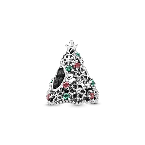 PANDORA Moments Glitzernder Weihnachtsbaum Charm aus Sterling Silber mit Kristallen und Zirkonia Steinchen - Kompatibel Moments Armbänder - 799226C01