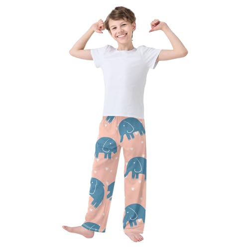 Baby Elephant Boys Pants Boys Athletic Pants Long Pant for Boywith Pockets Wide-Leg Size 6-14Y3