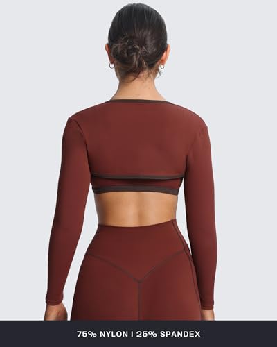 Image of Aoxjox Women's Lexi Lined Bolero Shrug | workout long sleeve,waist-defining cropped fit,open front cardigan,buttery soft fabric,layering,yoga,gym,daily wear
