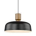 Darkaway Large Industrial Pendant Light Fixtures 18.1inch Ceiling Hanging Lamp with Hammered Metal Shade, Black Oversized Pendant Lighting for Kitchen Island Adjustable Height