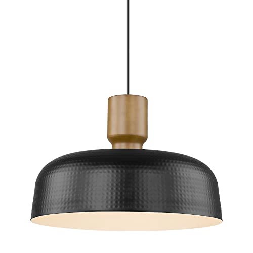 Image of Darkaway Large Industrial Pendant Light Fixtures 18.1inch Ceiling Hanging Lamp with Hammered Metal Shade, Black Oversized Pendant Lighting for Kitchen Island Adjustable Height