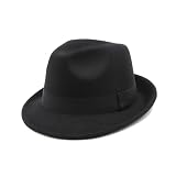 Kids Fedora Hat Classic Dress Hat for Girls Boy Fedora Hats for Kid Felt Cap (US, Alpha, Medium, Black)