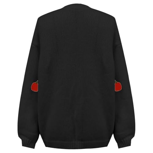 Cardigan for Women Halloween Pumpkin Sweater Open Front Knit Coat - image 4