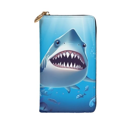 Smiling Shark Wallet For Women Men Clutch Rfid Blocking Leather Wallets Large Capacity Purse Credit Card Holder Money Case With Zipper Phone Holder Long Travel Purse2