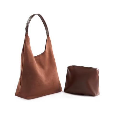 Luxurious Suede Bag for Women, Hobo Tote Bags– Stylish & Durable Leather Handbag, Ideal for Fall Adventures, Outdoor Travel & Everyday Elegance in Autumn (Brown) Cover