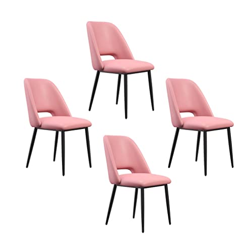 SJIALEN Black Legs Kitchen Dining Chairs Set of 4, Lounge Meeting Office Computer Chair PU Leather Living Room Side Chair Kitchen Chair (Color : Pink)