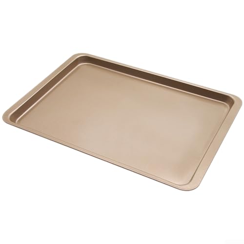 Caswynlife Sartén rectangular de acero al carbono de 14.5 pulgadas diseñada para un calentamiento uniforme y un rendimiento antiadherente fiable (dorado)