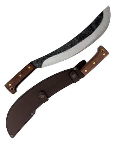 Condor Tool & Knife Engineer Bolo | Heavy Duty Machete with Walnut Handle | High Carbon Steel Machete Knife with a Handcrafted Welted Leather Sheath | 15in Blade | 40.3oz (5mm Thick)