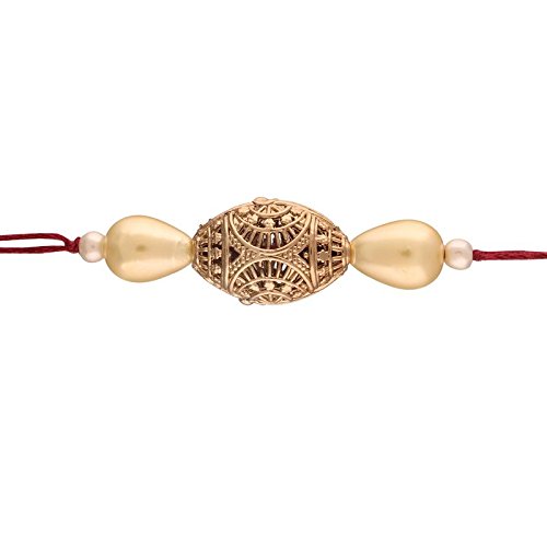 I Jewels Gold Plated Pearl Rakhi for Beloved Brother (R608)