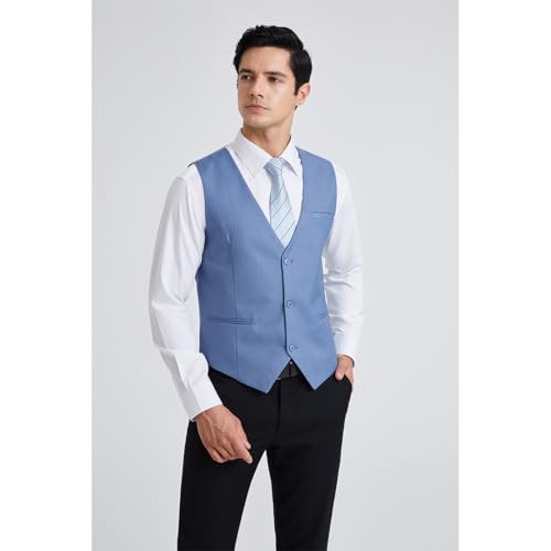 Image of HISDERN Mens Suit Vest Business Casual Dress Waistcoat Vest Solid Color Formal Wedding Vests for Suits or Tuxedo