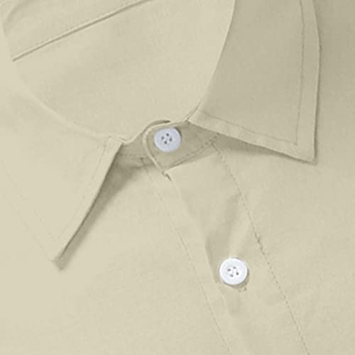 Blusa de algodão com borda lisa e manga comprida para o verão, camisa de linho virado para baixo, ca